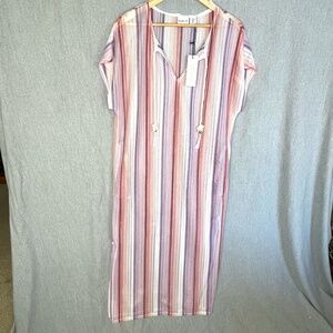 Rachel Zoe Maxi Striped Swimsuit Cover Up M NWT Beads Tassels Beach Vaca Resort